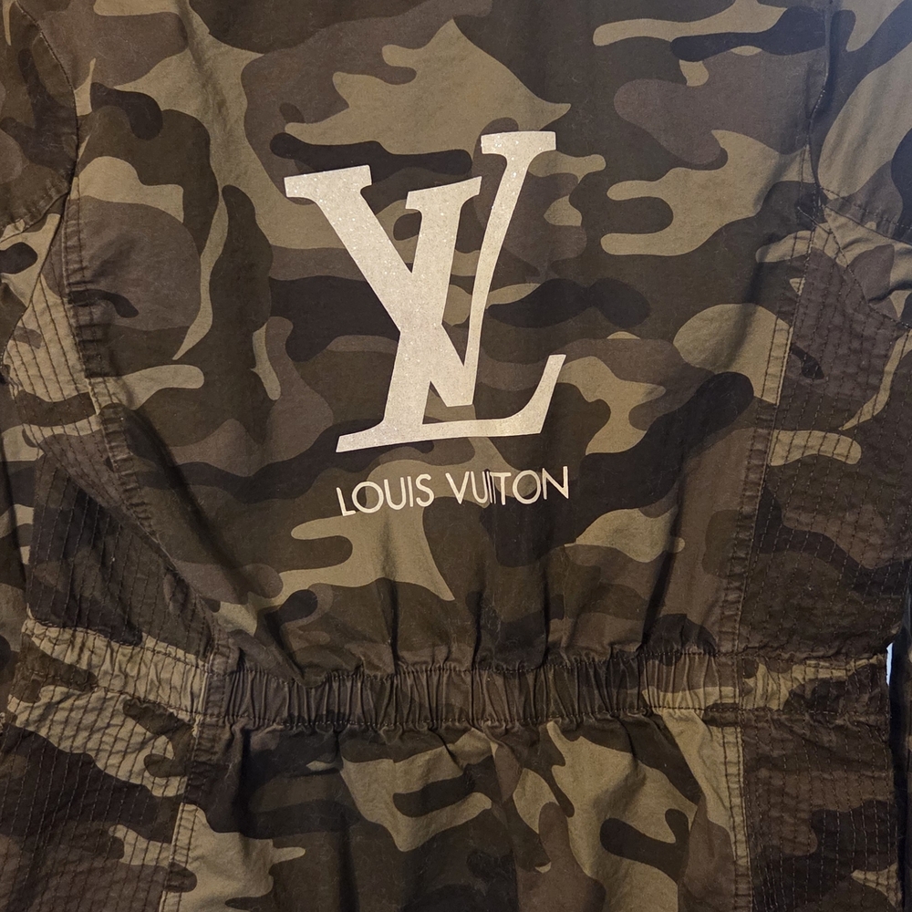 Love Tree Olive & Brown Camouflage Utility Jacket Upcycled FUN fits sm / med